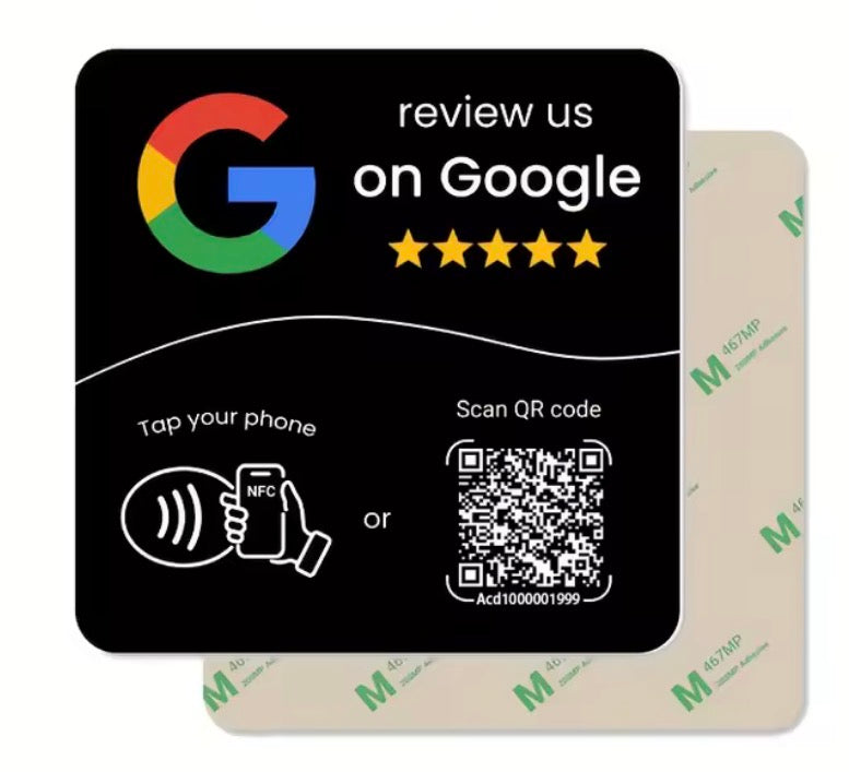 Google Review  Square Card- Adhesive NFC Sticky- (100 pack)