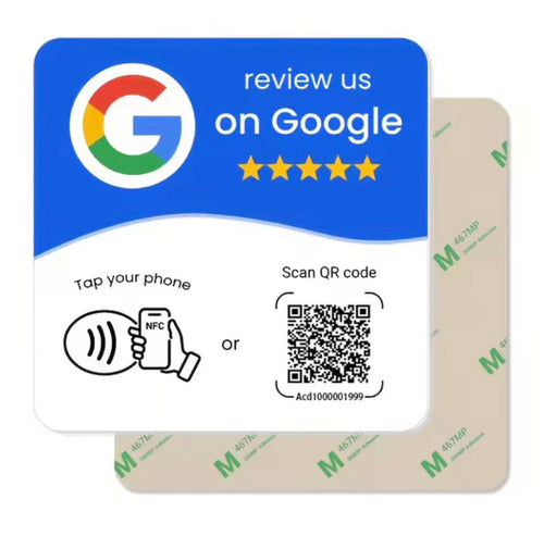 Google Review  Square Card- Adhesive NFC Sticky- (100 pack)